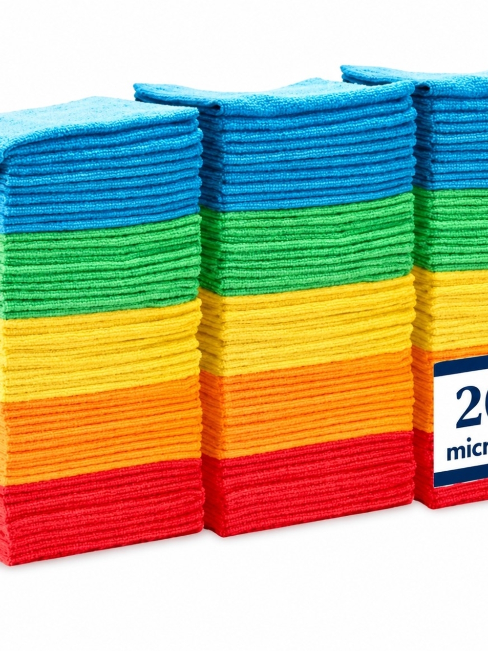 Pack of Multicolor Microfiber Cleaning Cloths - Blue, Green, Yellow, Orange, Red